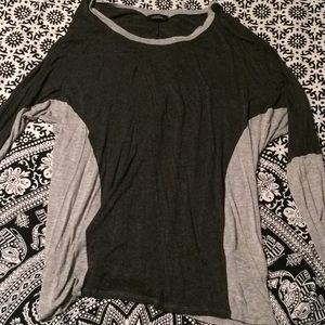 BRAND NEW slouchy gray colorblock long sleeve tee